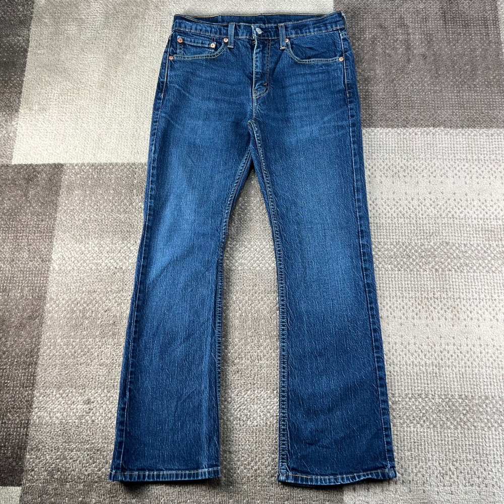 Levis 527 Slim Bootcut Jeans Mens 31x30 Blue Denim Whiskered Cowboy Boho